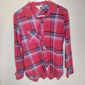 Women's Orvis Plaid Flannel Long‎ sleeve button down shirt Casual Outdoorsy 90's